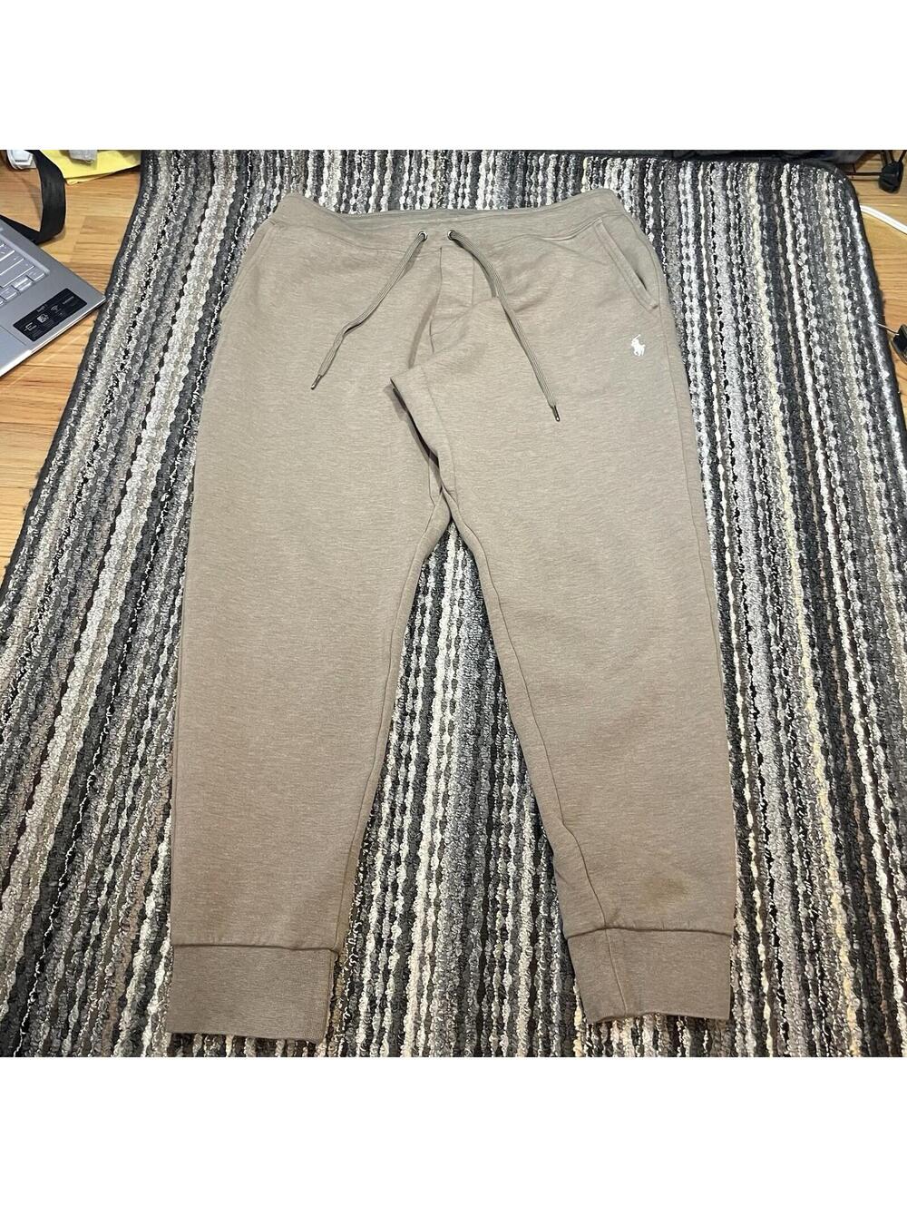 Polo Ralph Lauren Mens Thermal Logo Double Knit Joggers Beige Size Large